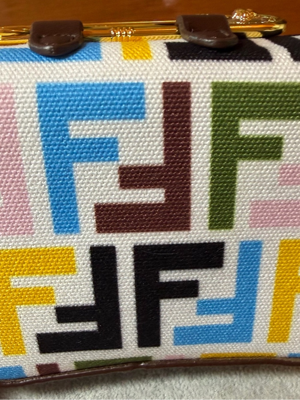 Fendace Multicolor Versace/Fendi Logo Mini Bag with Gold Medusa Accent - Picture 13 of 14
